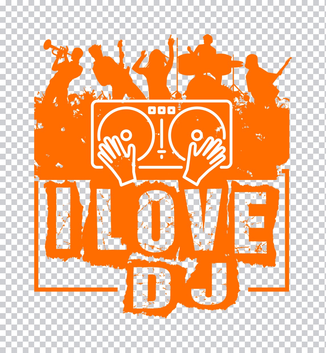 I Love DJ Music Graphic DTF Transfer