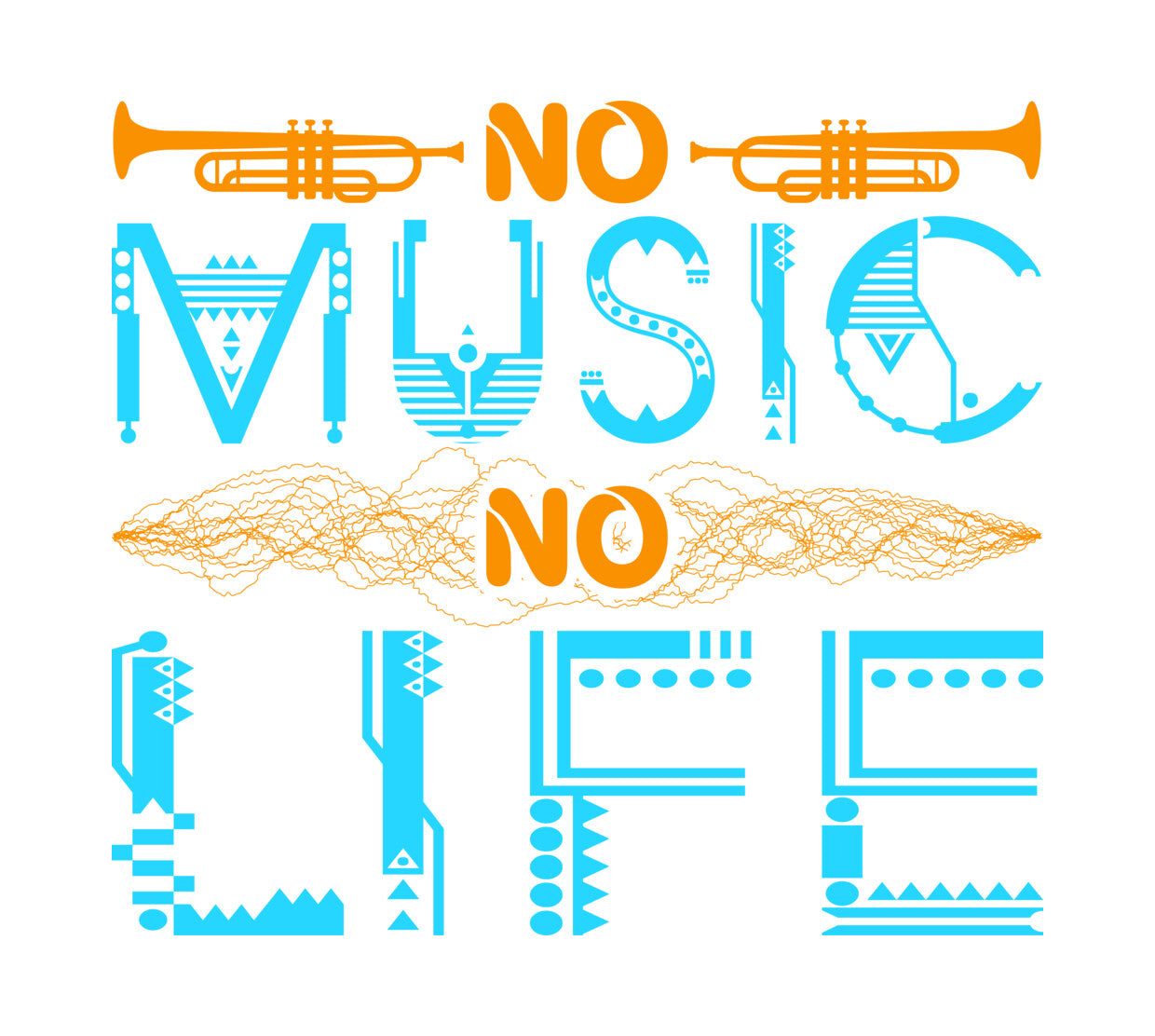 No Music No Life Trumpet DTF Transfer