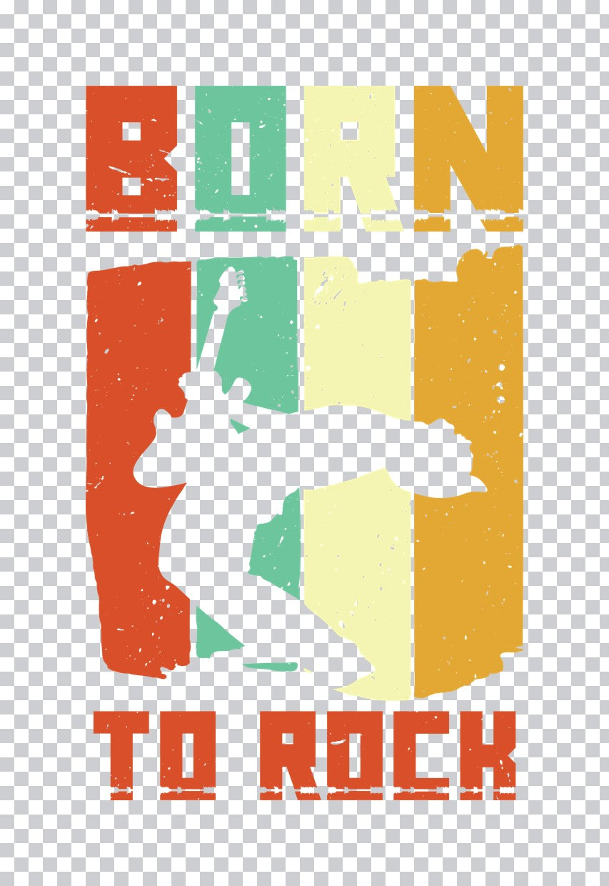 Born To Rock Guitarist Retro DTF Transfer