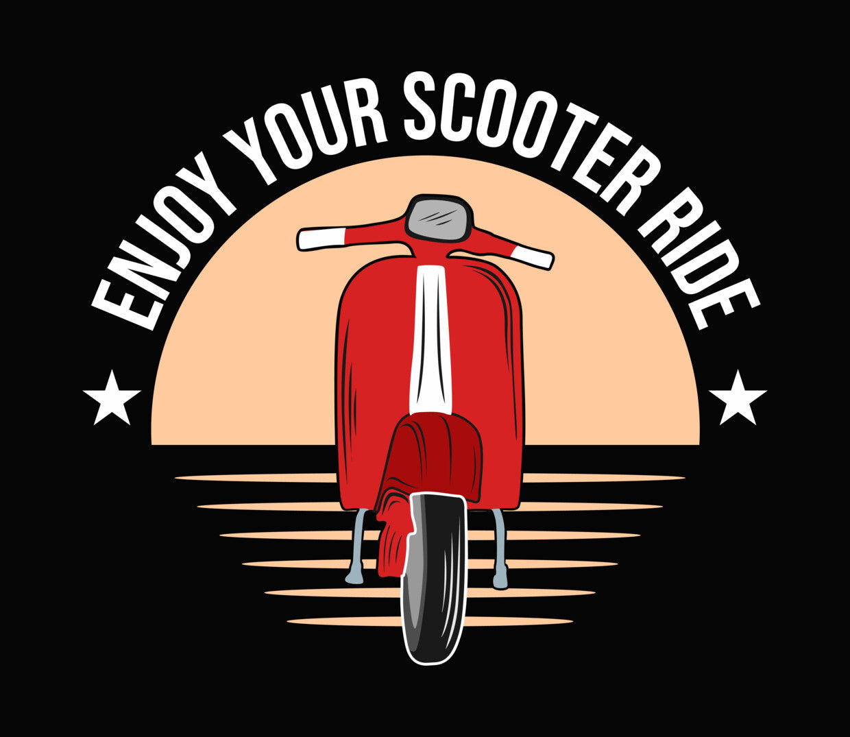 Red Scooter Sunset Ride DTF Transfer