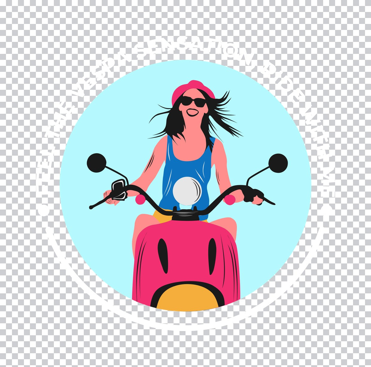 Pink Scooter Rider DTF Transfer