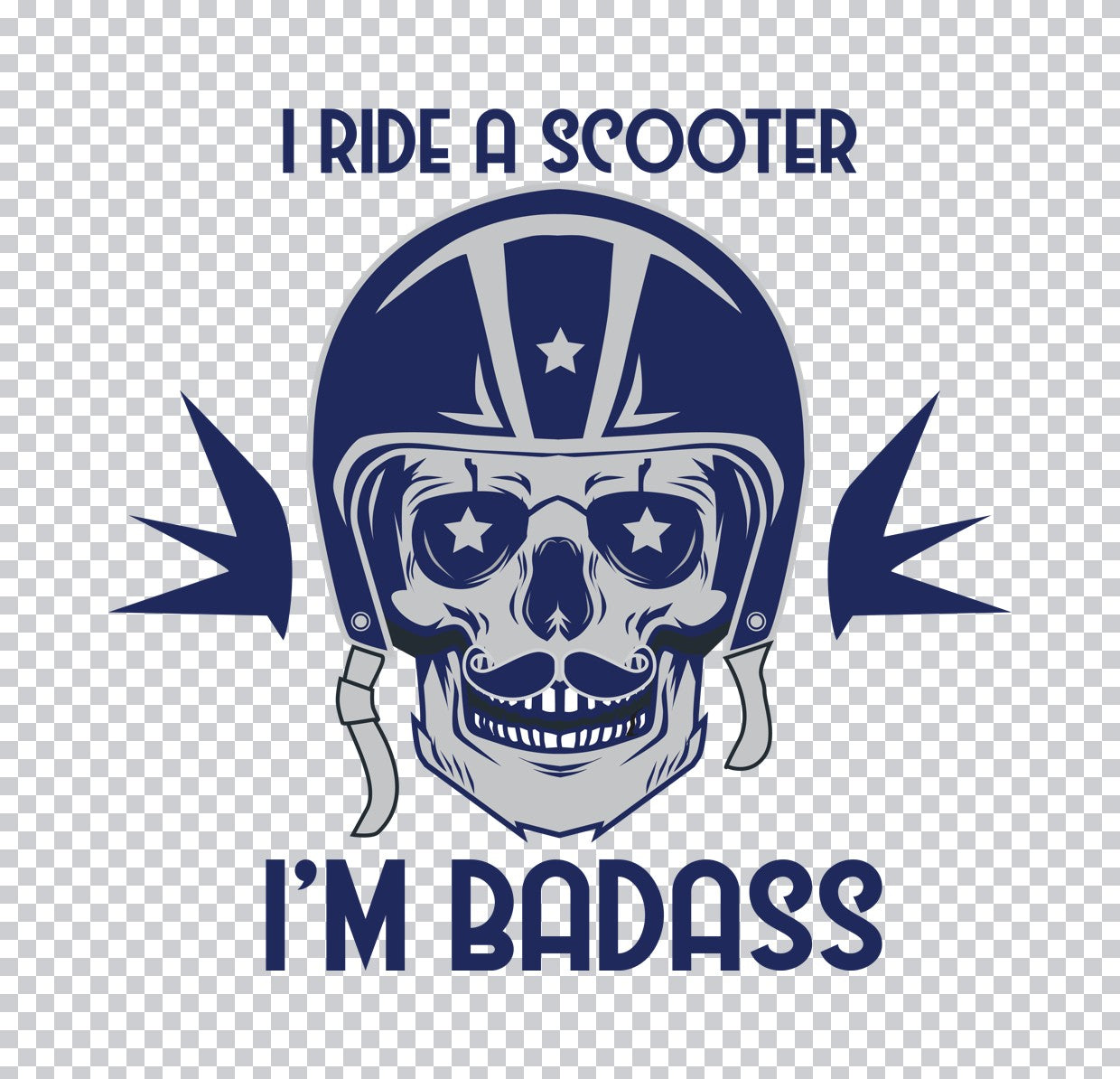 Badass Scooter Rider Skull DTF Transfer