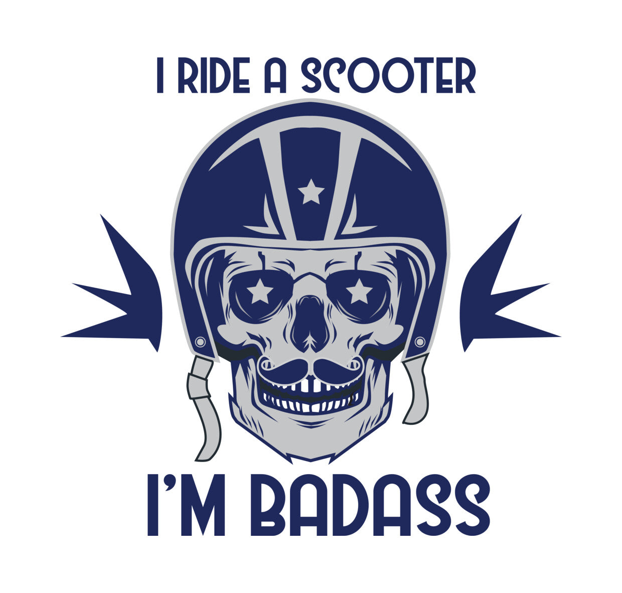 Badass Scooter Rider Skull DTF Transfer
