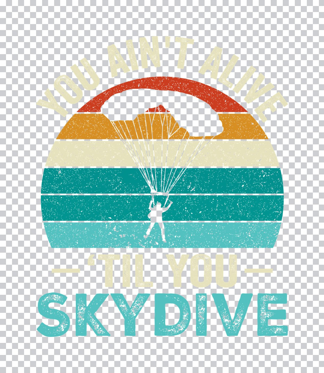 Vintage Skydiving Parachute DTF Transfer