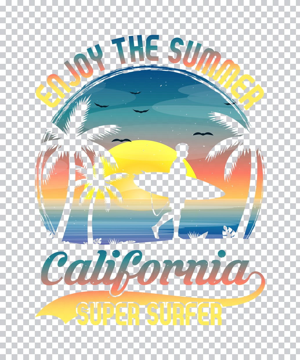 California Super Surfer Sunset DTF Transfer