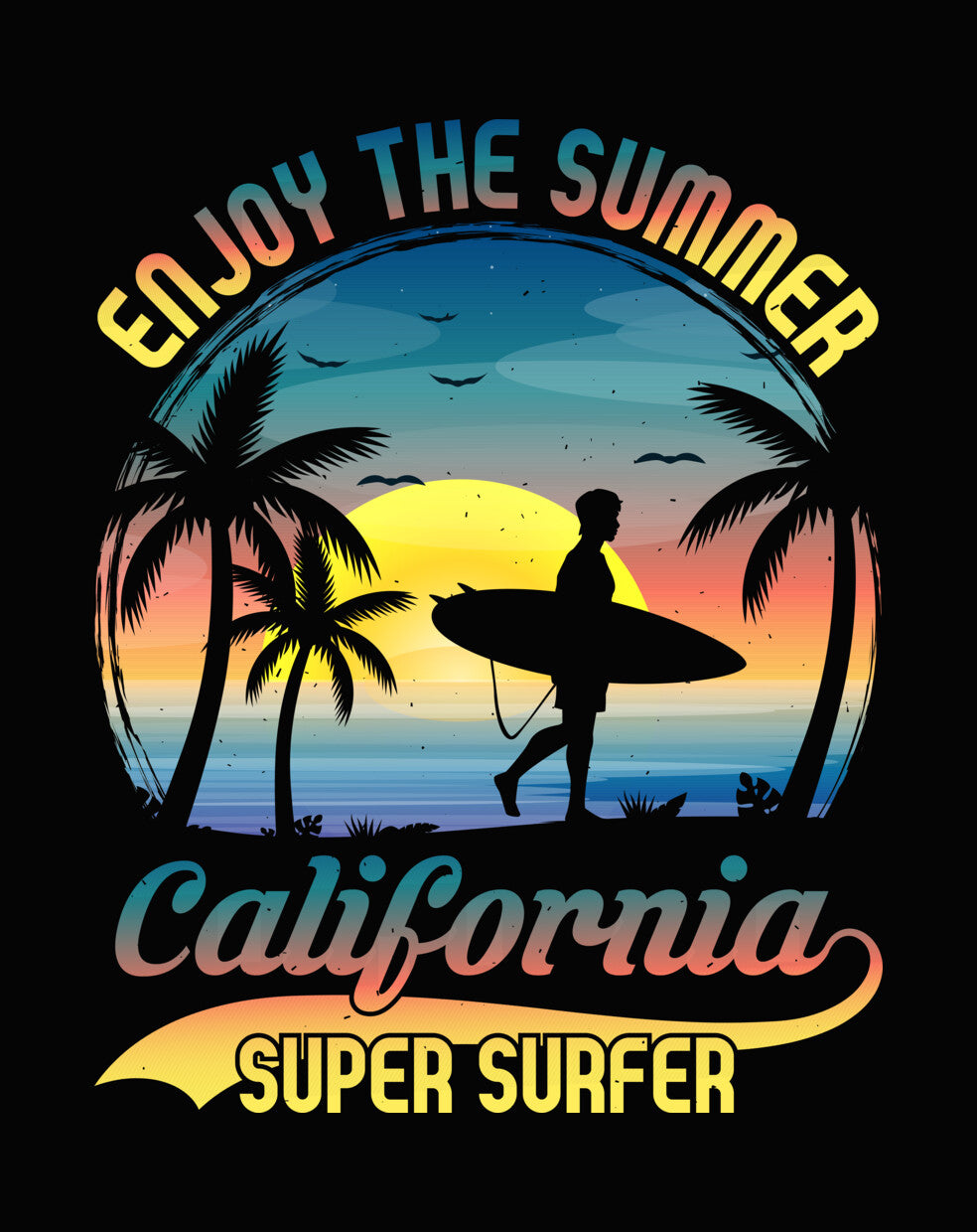 California Super Surfer Sunset DTF Transfer