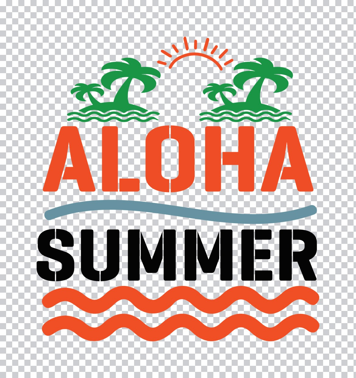 Aloha Summer Tropical Scene DTF Transfer