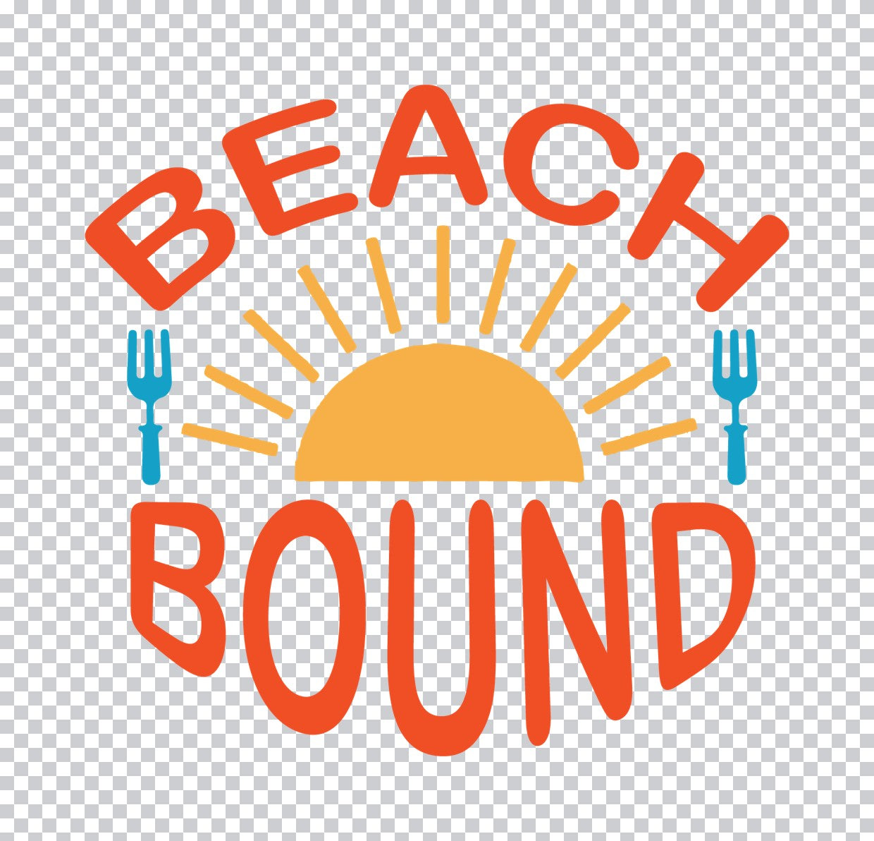 Beach Bound Sun And Fork DTF Transfer