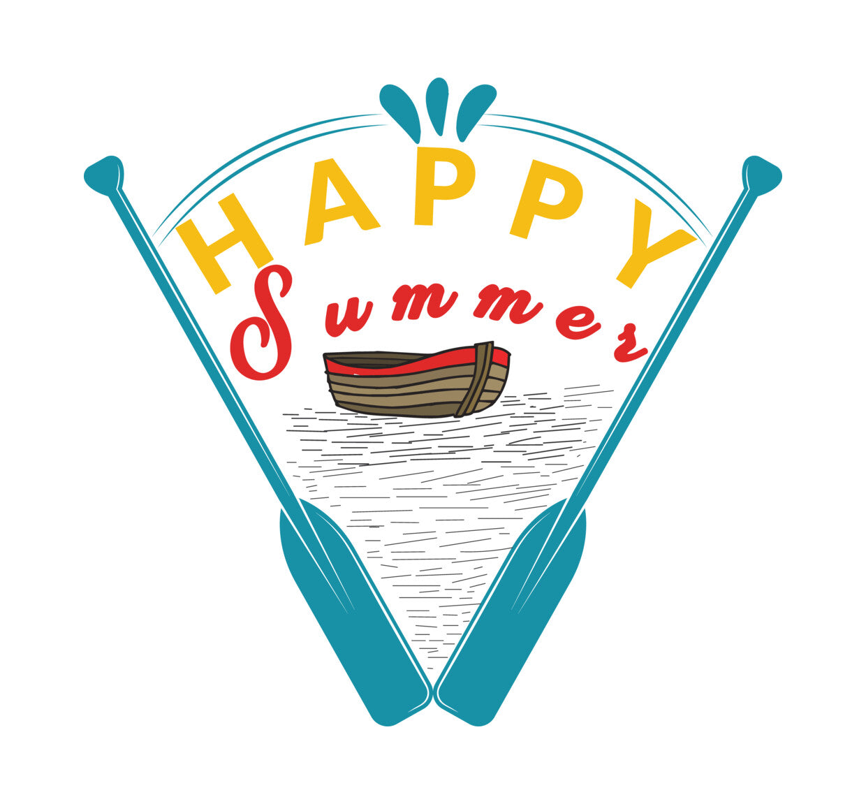 Happy Summer Boat and Oars DTF Transfer