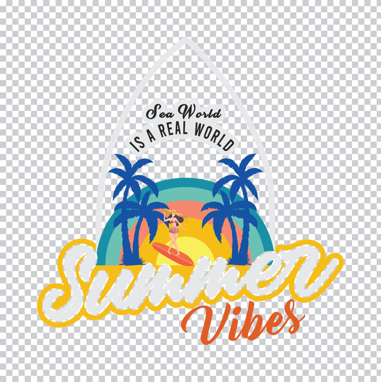 Summer Vibes Surfboard Graphic DTF Transfer