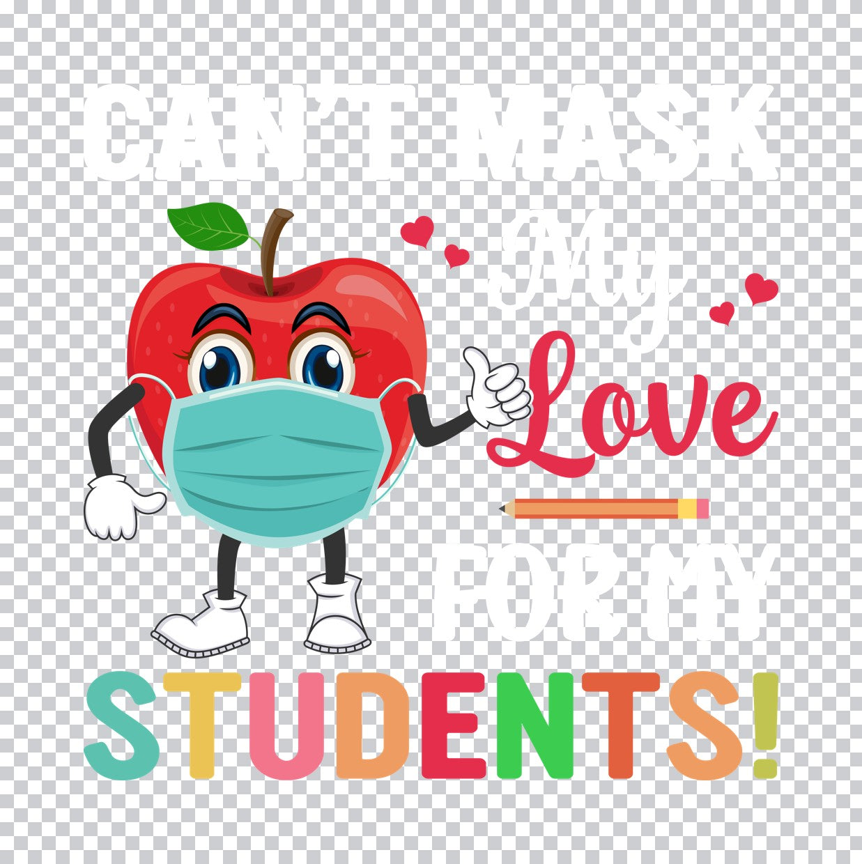 Love Students Apple Teacher DTF Transfer