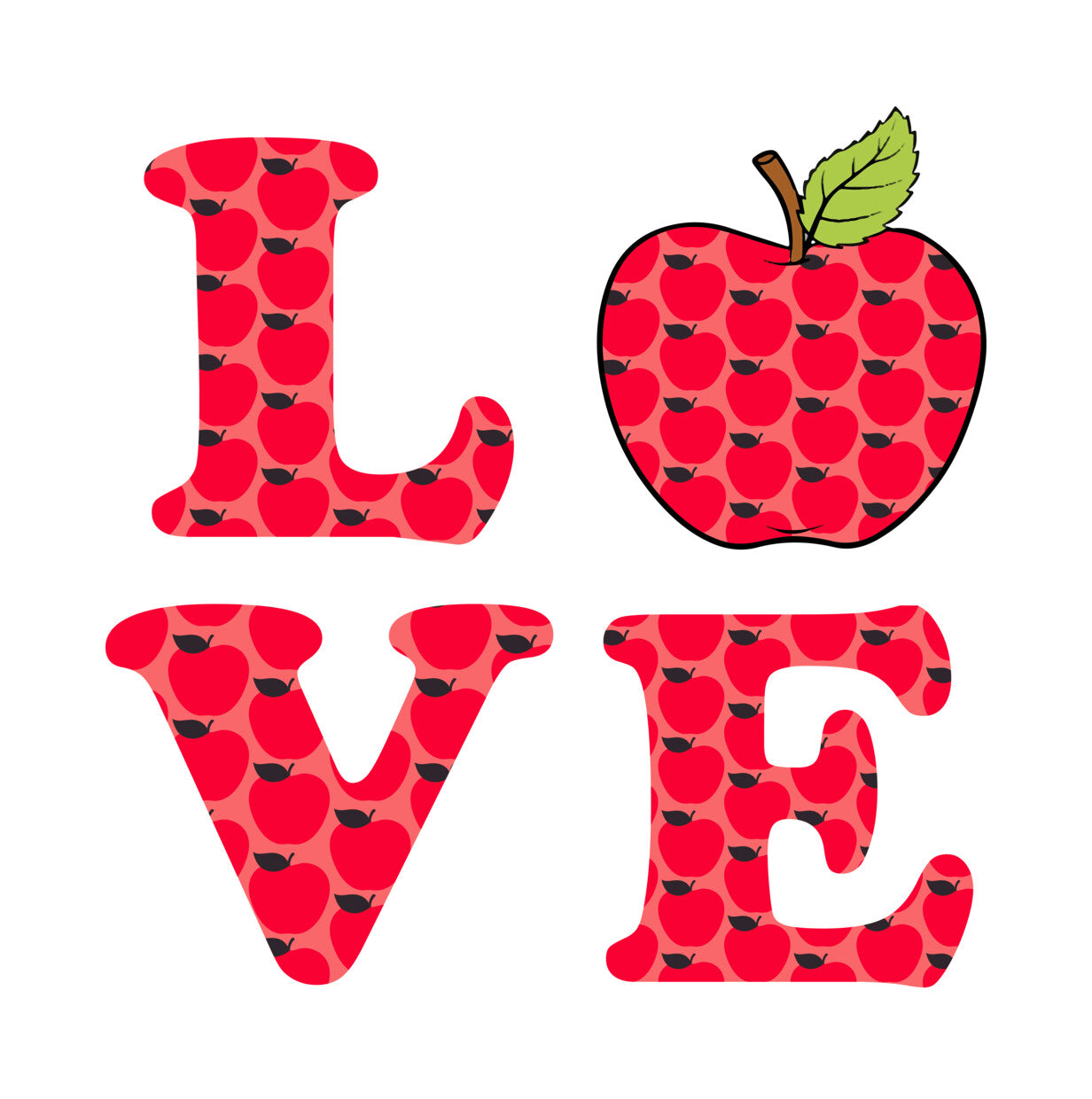 Love Apple Pattern Teacher DTF Transfer