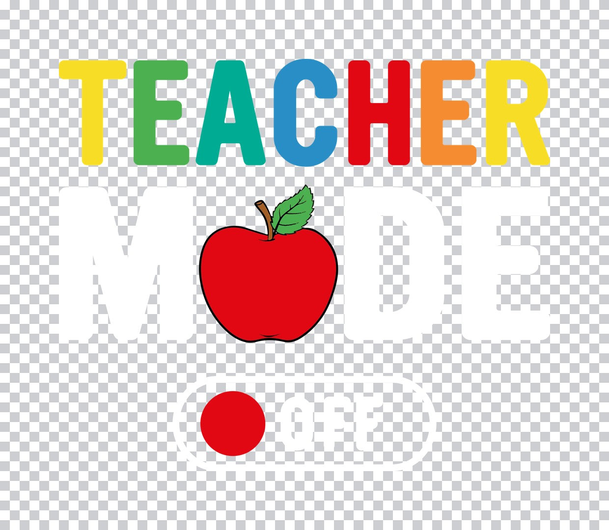 Teacher Apple Colorful Text DTF Transfer