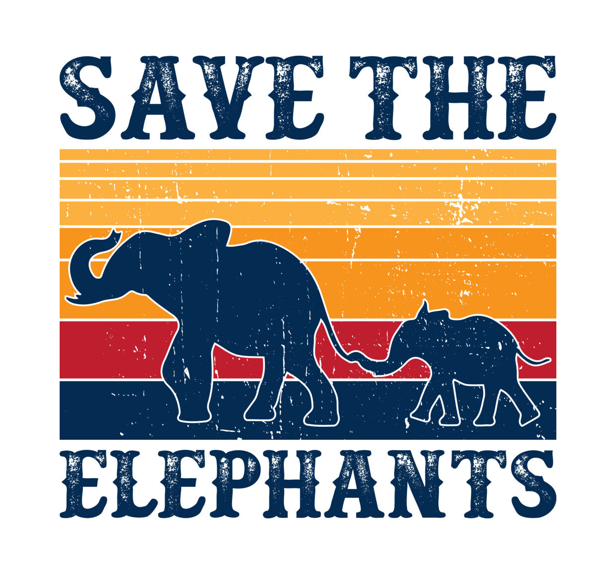 Save The Elephants Sunset DTF Transfer