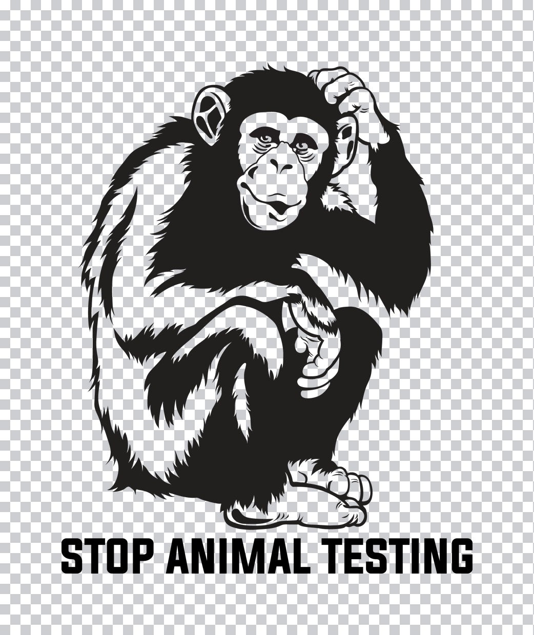 Stop Animal Testing Chimpanzee DTF Transfer