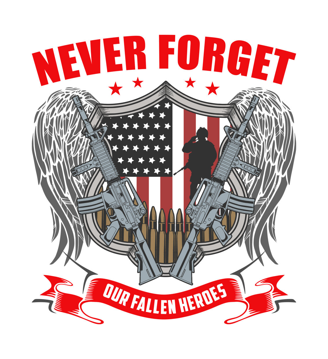 Never Forget Fallen Heroes DTF Transfer