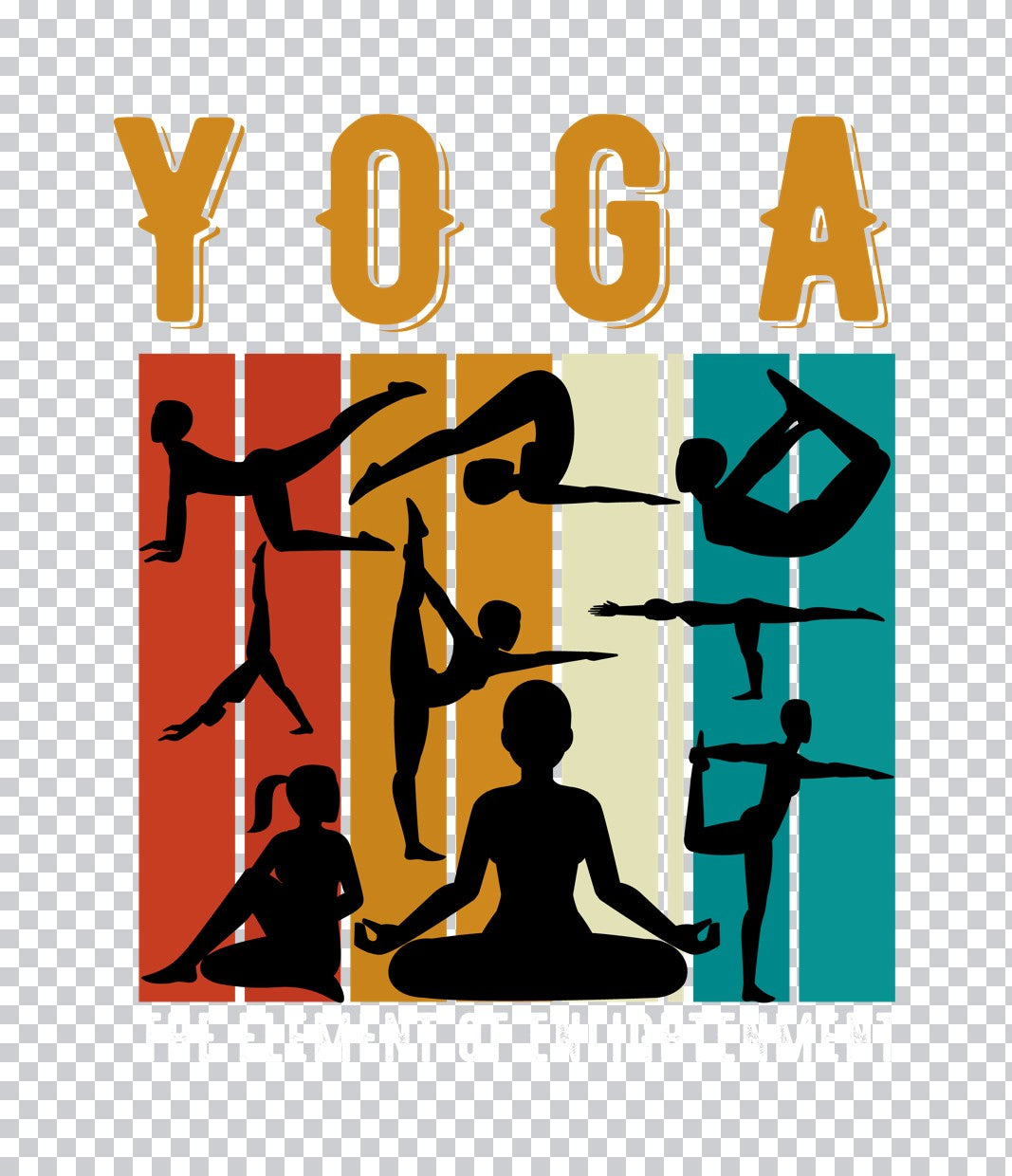 Vintage Retro Yoga Poses DTF Transfer