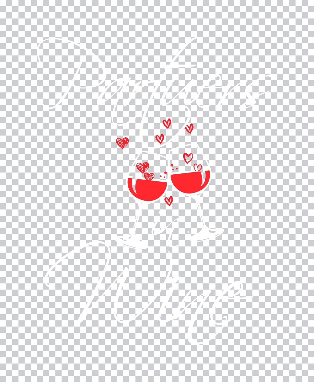Red Hearts and Wine Glasses DTF Transfer