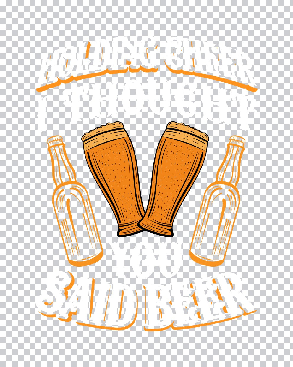 Beer Bottle and Glass Graphic DTF Transfer