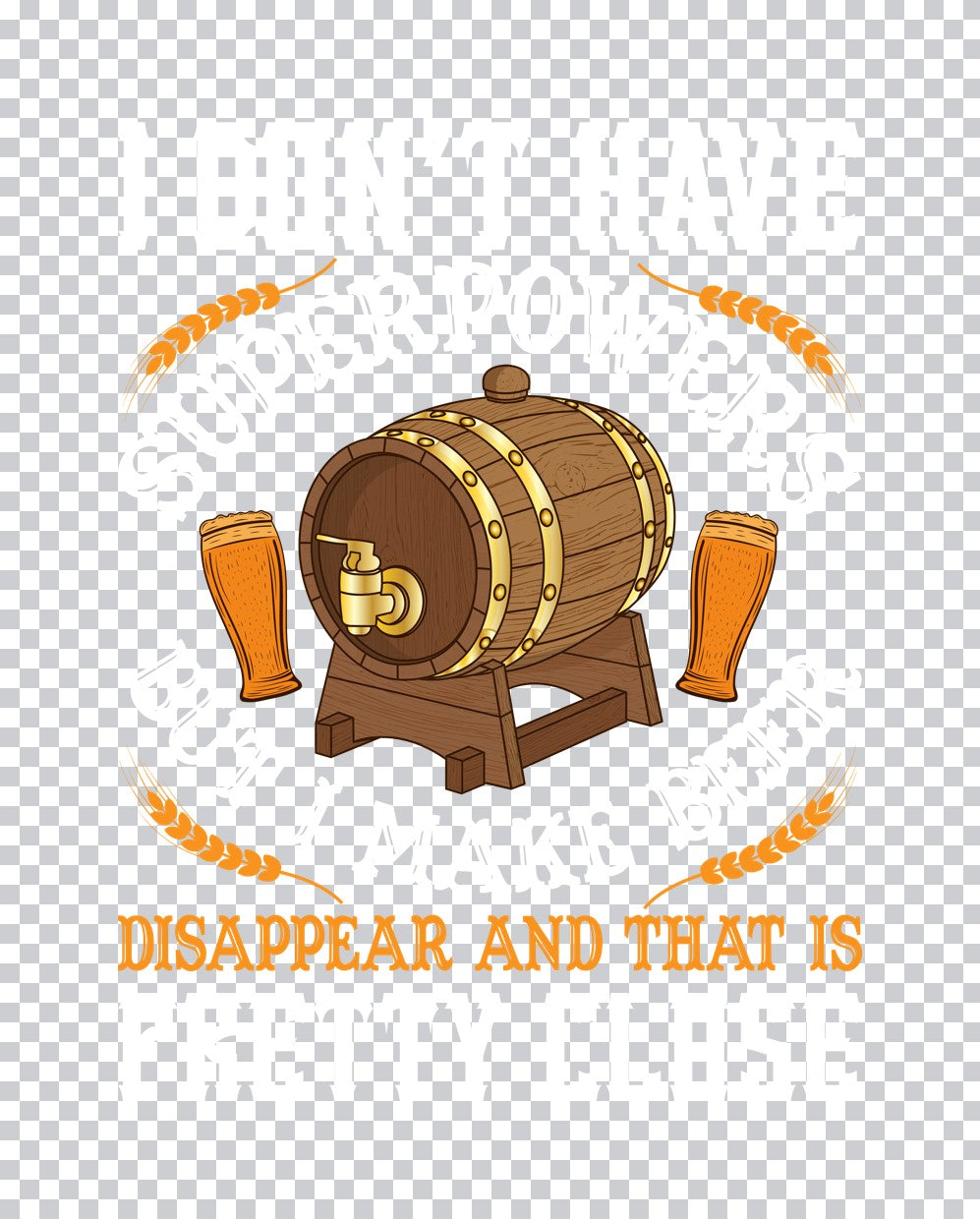 Beer Barrel and Wheat DTF Transfer