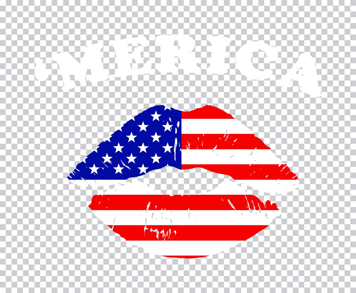 USA Flag Lips DTF Transfer