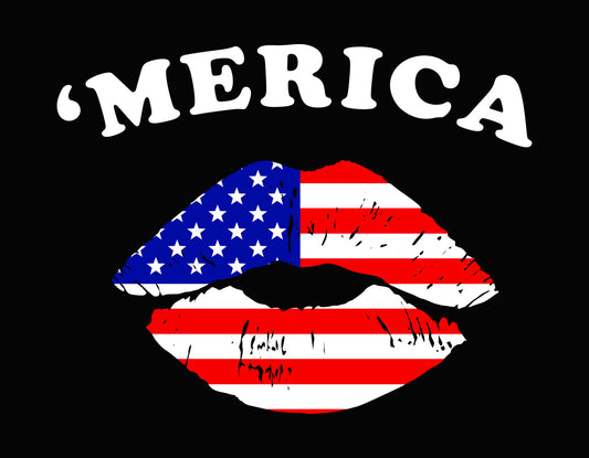 USA Flag Lips DTF Transfer
