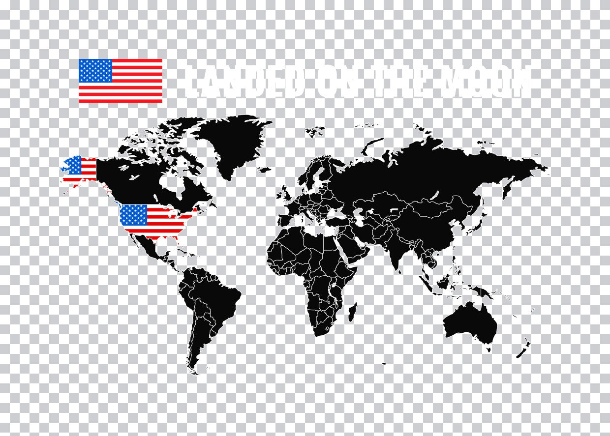 USA World Map Patriotic DTF Transfer