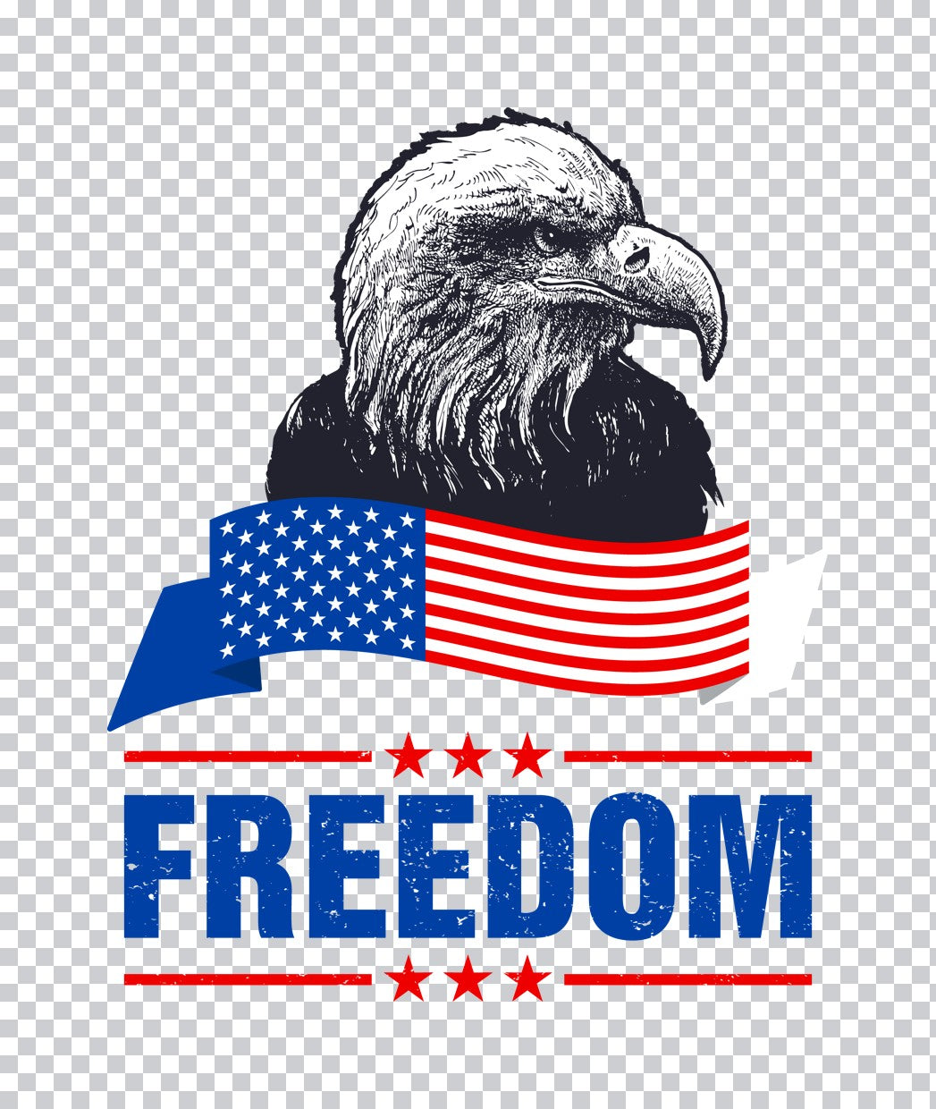 Freedom Bald Eagle American Flag DTF Transfer