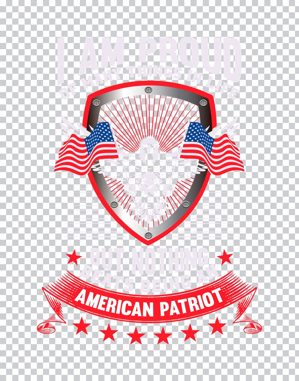 Proud American Patriot Shield DTF Transfer