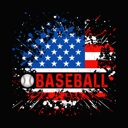 Patriotic Baseball Splatter Flag DTF Transfer