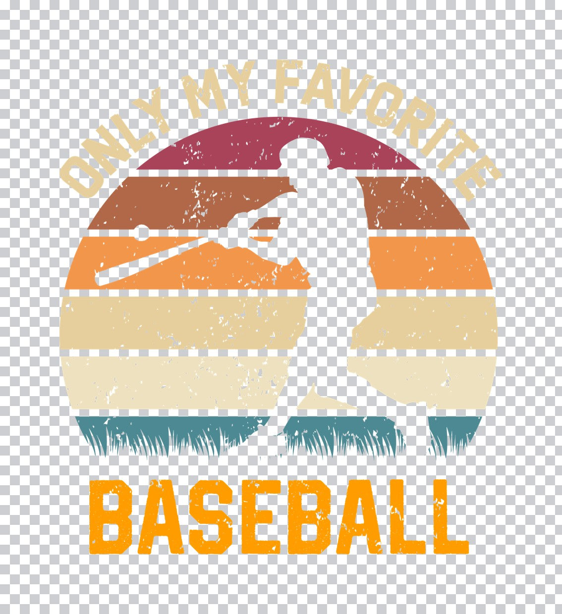 Vintage Sunset Batter Baseball DTF Transfer