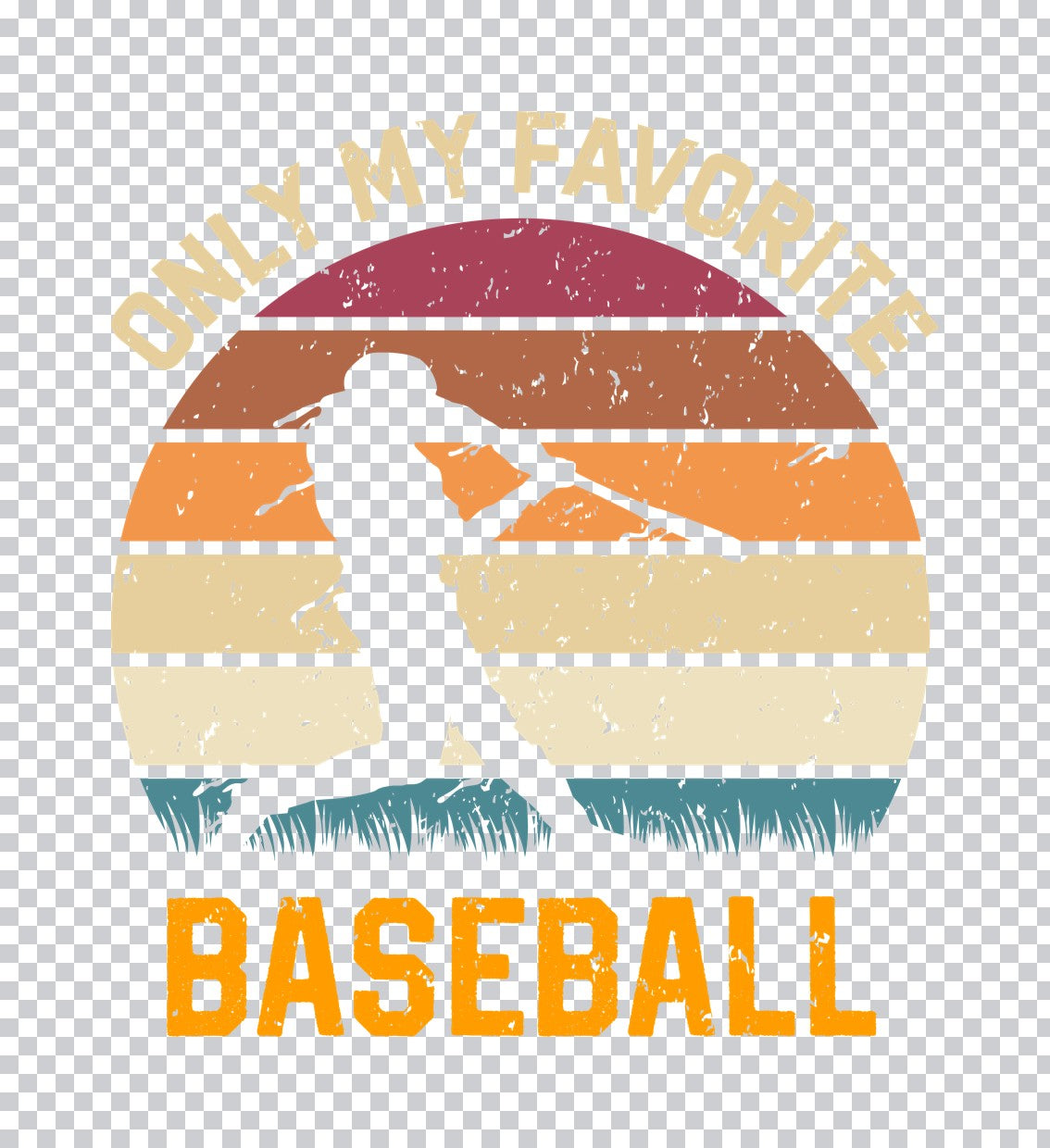 Vintage Sunset Baseball Batter DTF Transfer