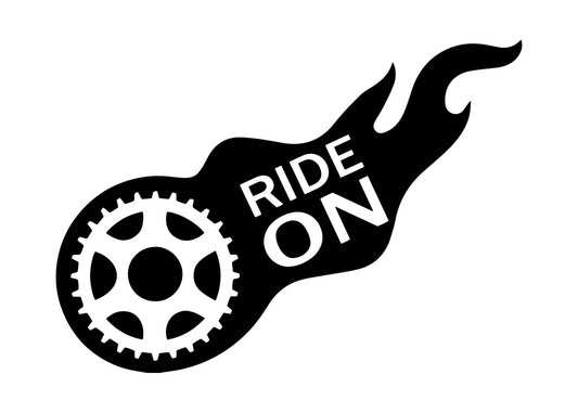 Ride On Flaming Bike Gear DTF Transfer