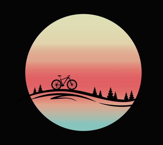 Sunset Mountain Biking Silhouette DTF Transfer