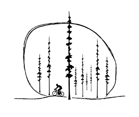 Cyclist in Pine Forest Silhouette DTF Transfer