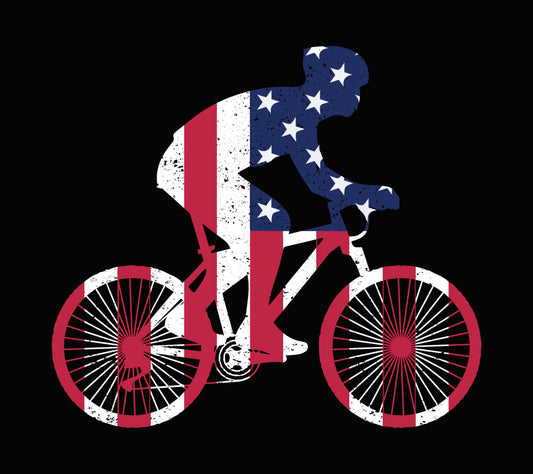 American Flag Cyclist Silhouette DTF Transfer
