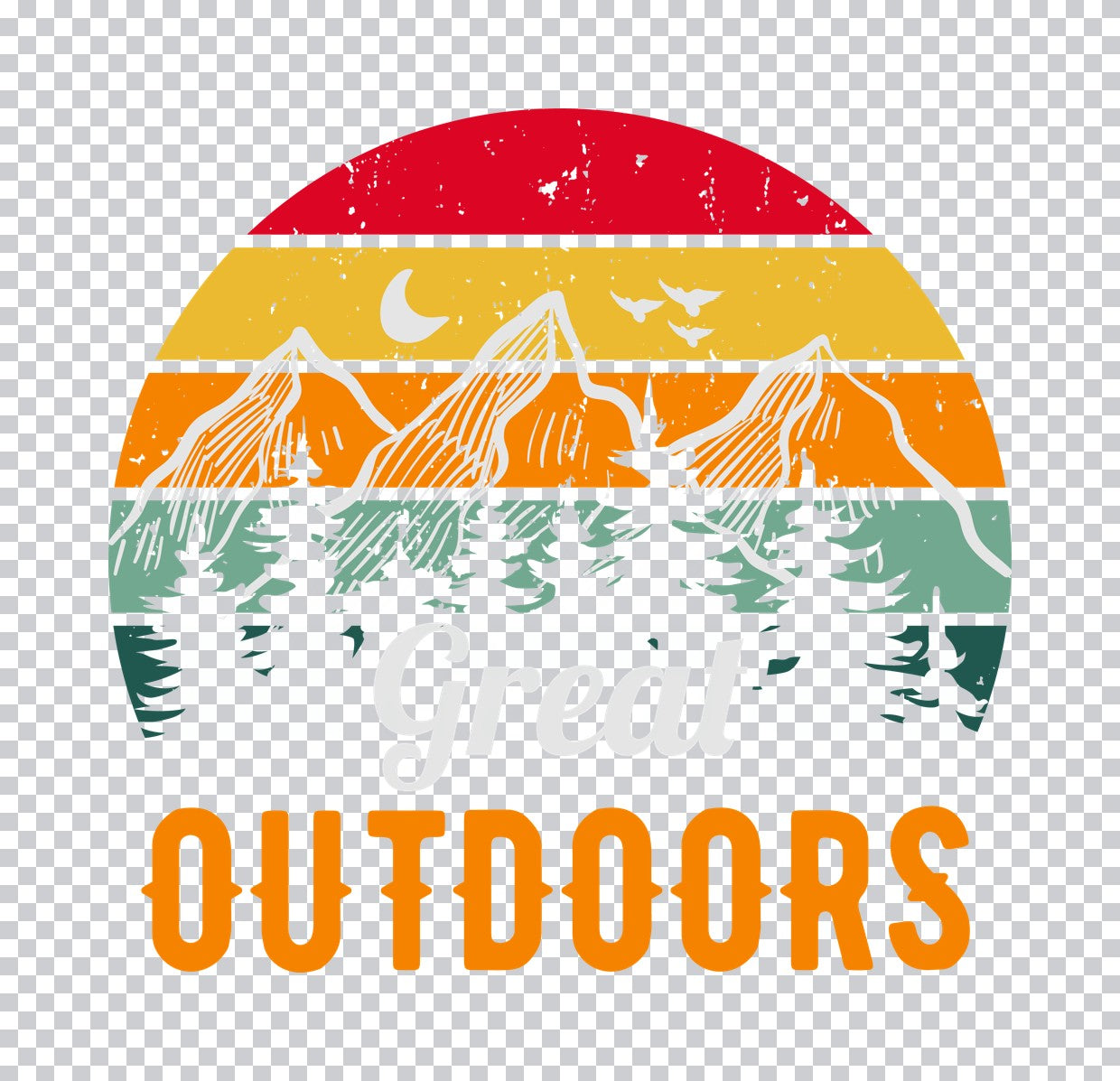 Great Outdoors Vintage Sunset Mountain DTF Transfer