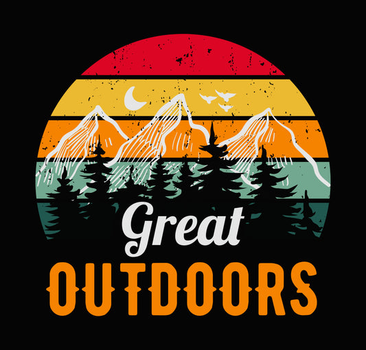 Great Outdoors Vintage Sunset Mountain DTF Transfer