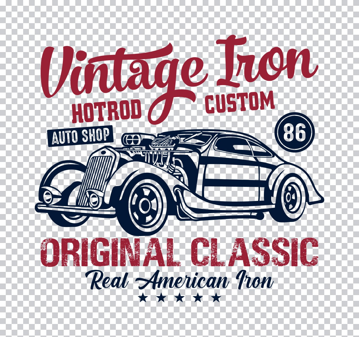 Vintage Iron Hot Rod Custom DTF Transfer