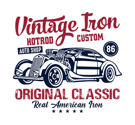 Vintage Iron Hot Rod Custom DTF Transfer