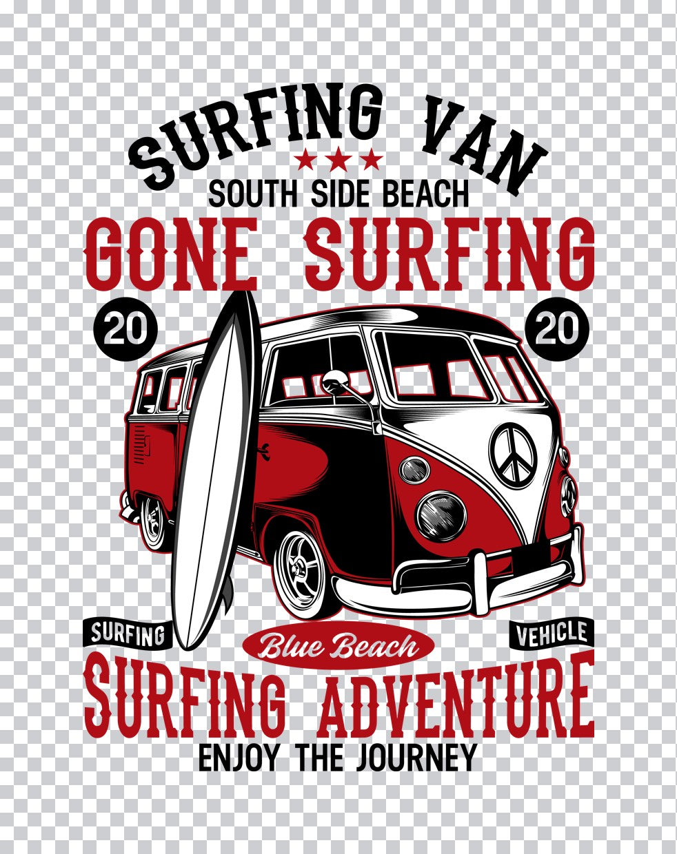 Surfing Adventure Van DTF Transfer