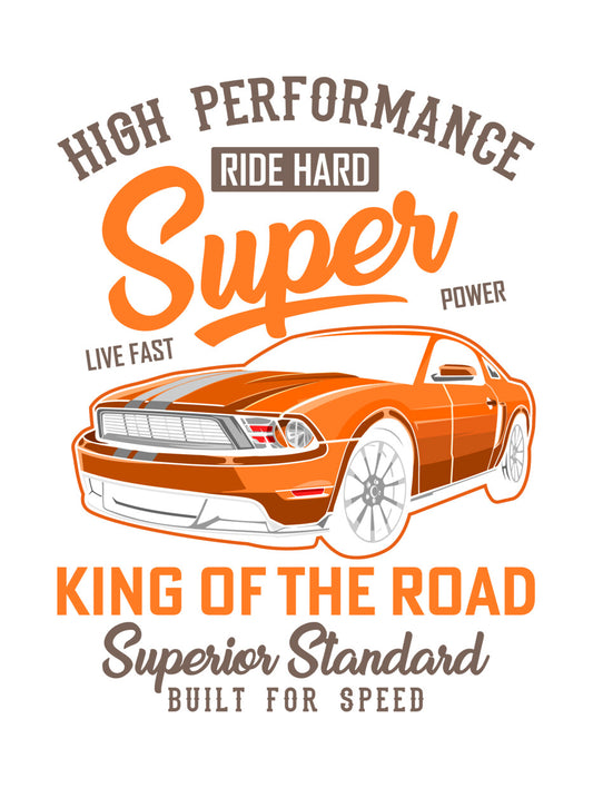High Performance Orange Sports Car DTF Transfer