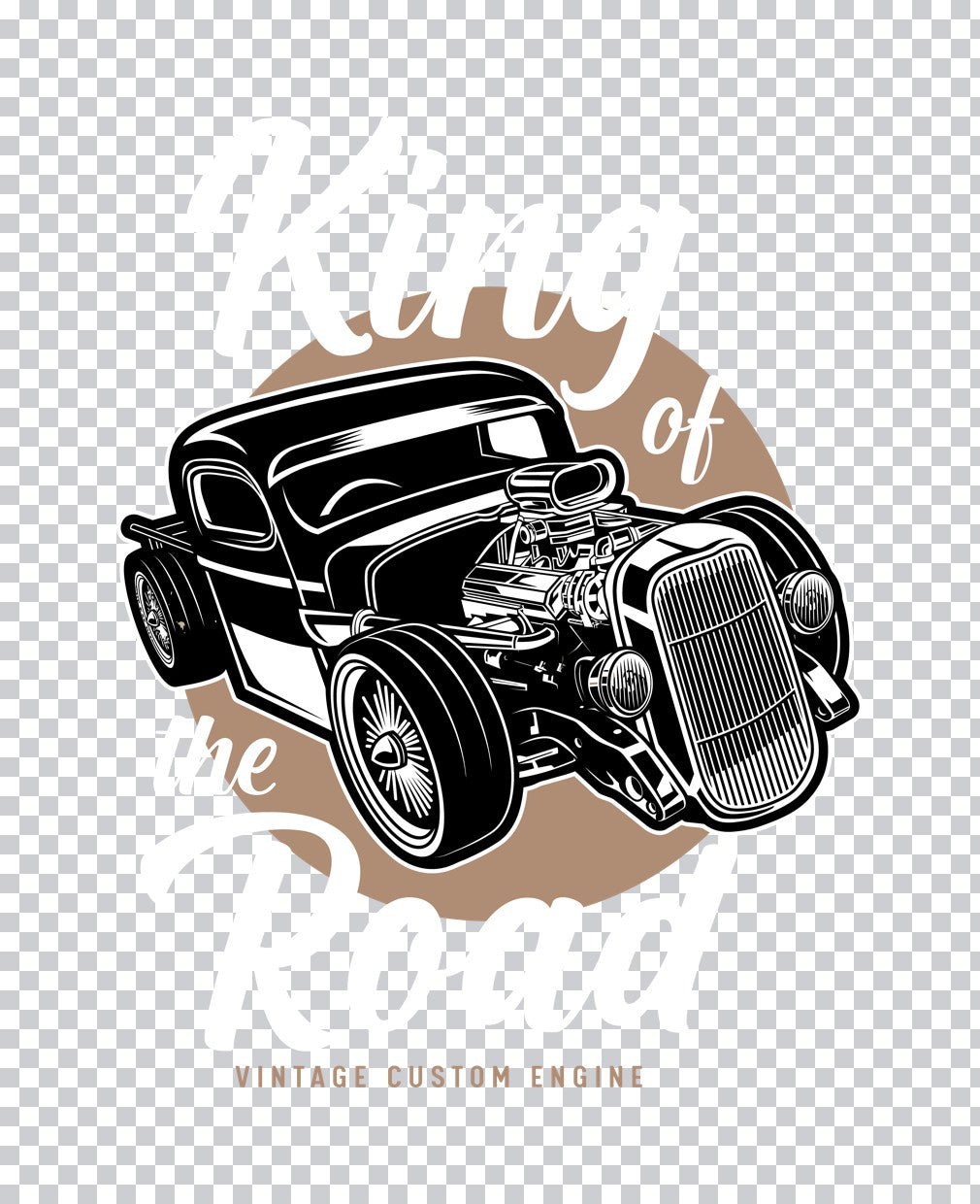 Vintage Custom Engine Hot Rod DTF Transfer