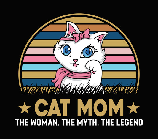 Vintage Sunset Cat Mom DTF Transfer