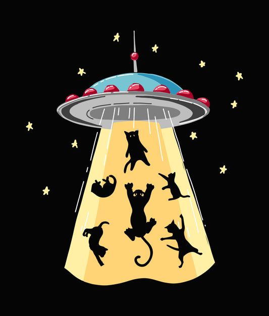 Aliens Abducting Cats DTF Transfer