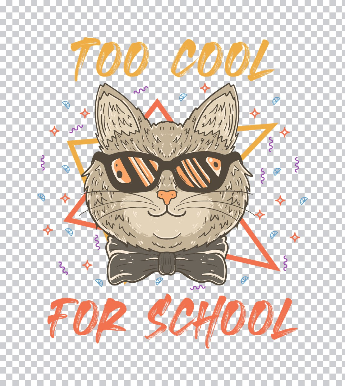 Too Cool For School Cat DTF Transfer
