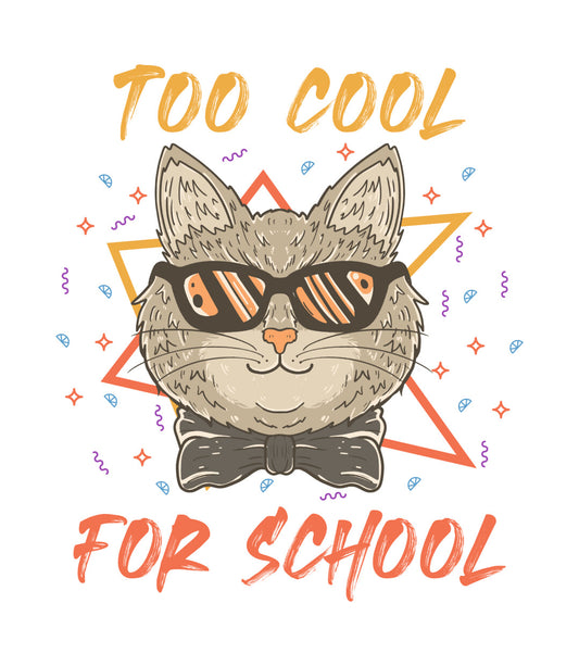 Too Cool For School Cat DTF Transfer