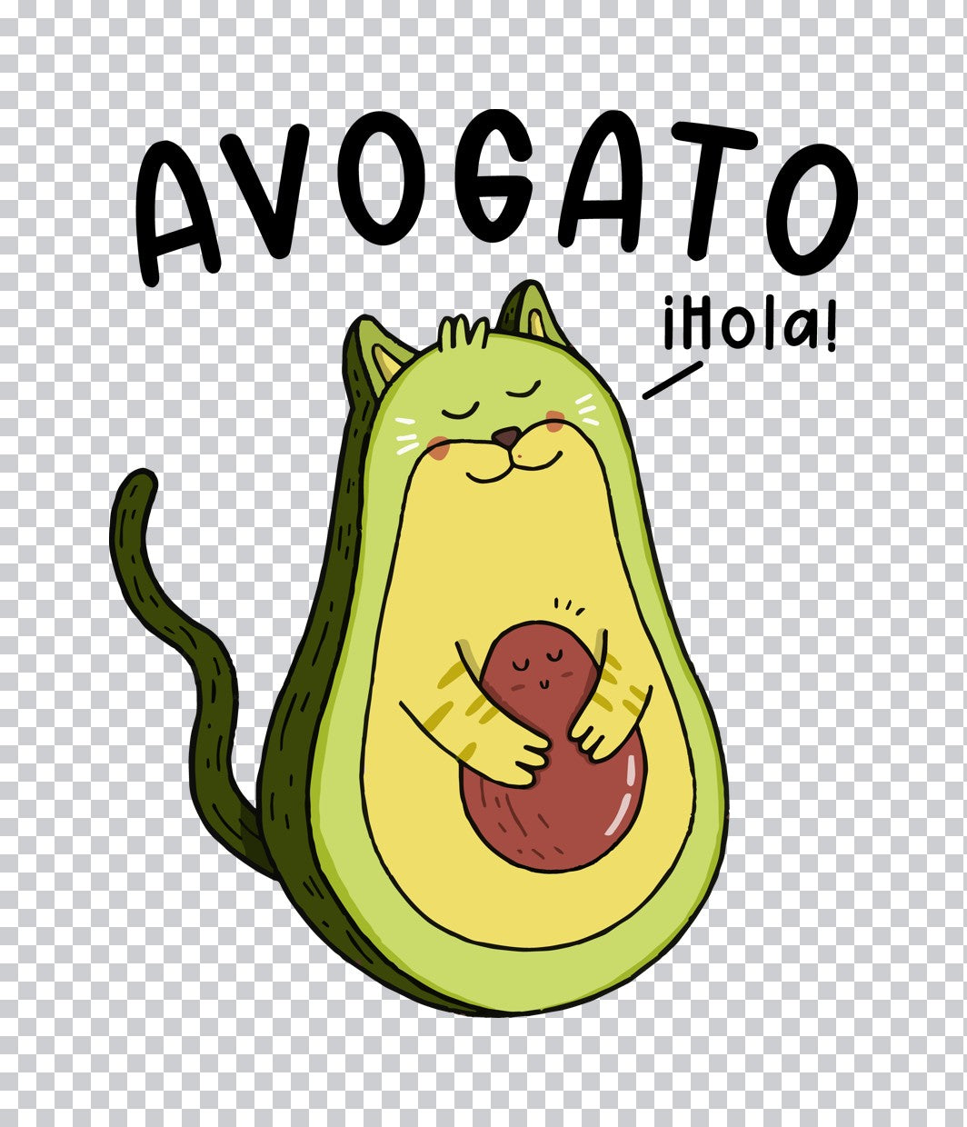 Avogato Funny Cat Avocado DTF Transfer