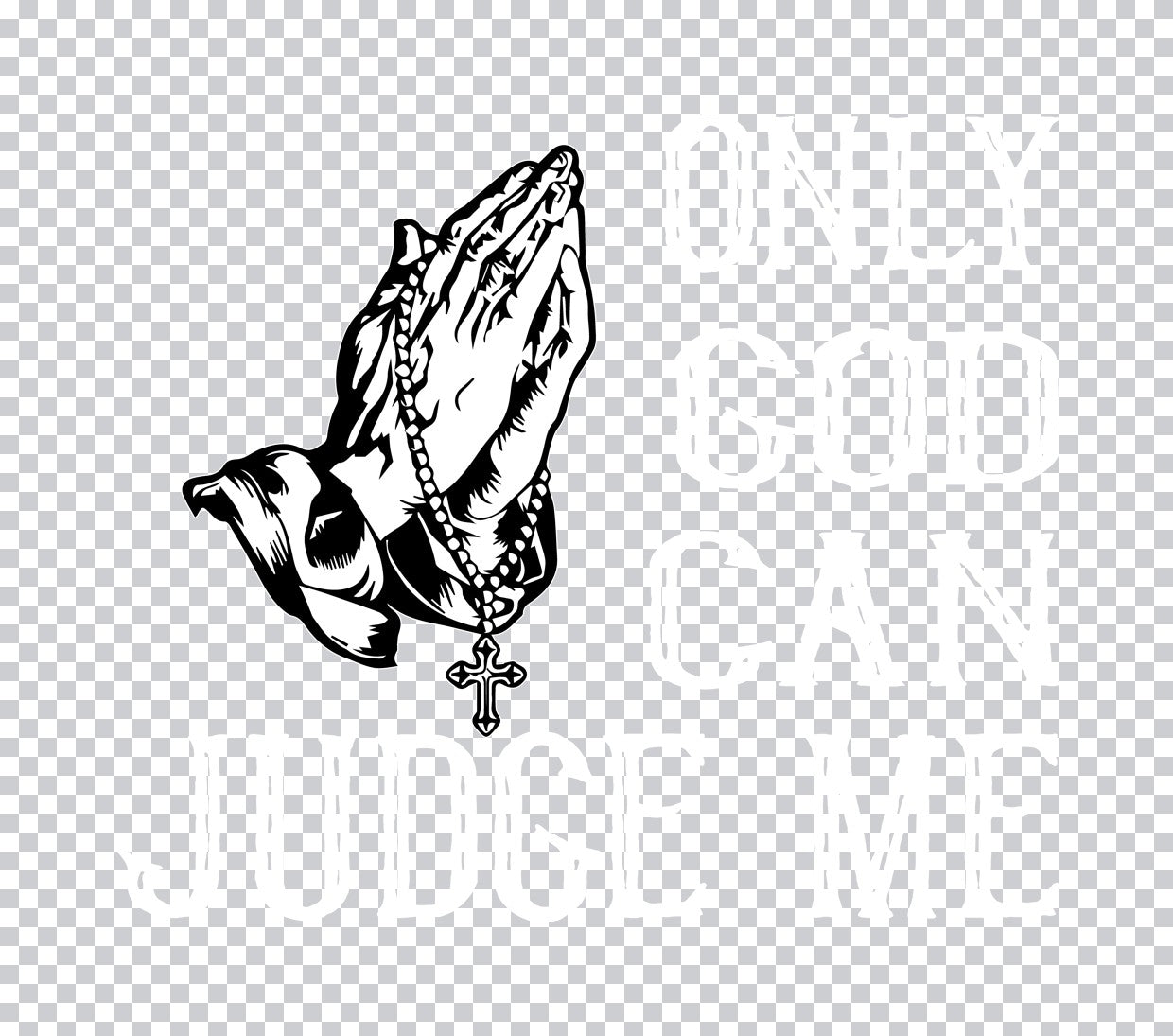Praying Hands With Rosary DTF Transfer