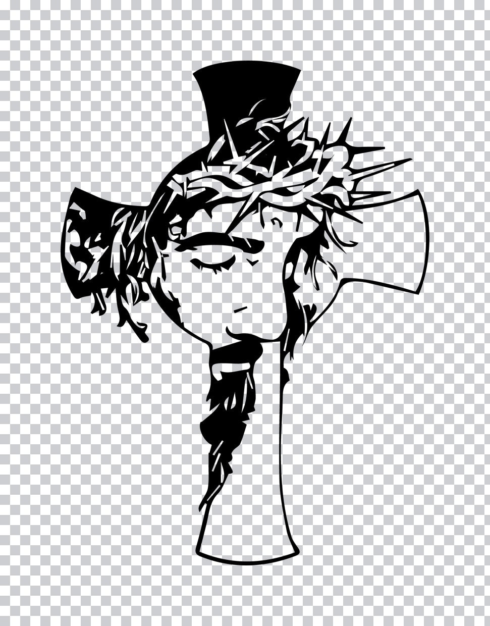 Jesus Crown Of Thorns Cross DTF Transfer